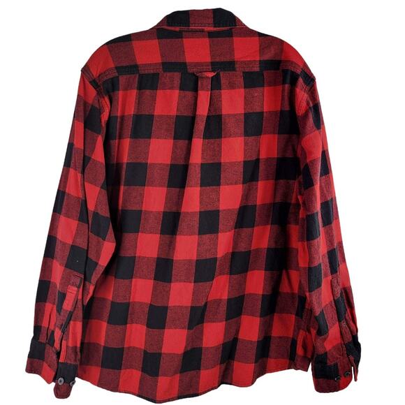 Eddie Bauer Shirt Mens XL Long Sleeve Plaid Flannel Shirt Button Red Black - Picture 3 of 8